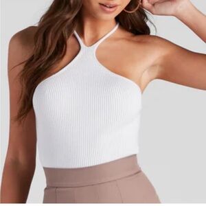 Elegant White Halter Top